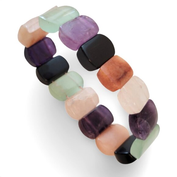 Stones of Many Stories - Vintage 1990s Quartz Gemstone Bracelet - Picture 5 of 6